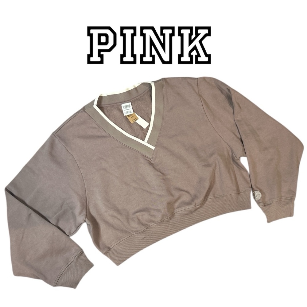 PINK Victoria’s Secret VNeck Cropped Sweatshirt - Size XL‎
